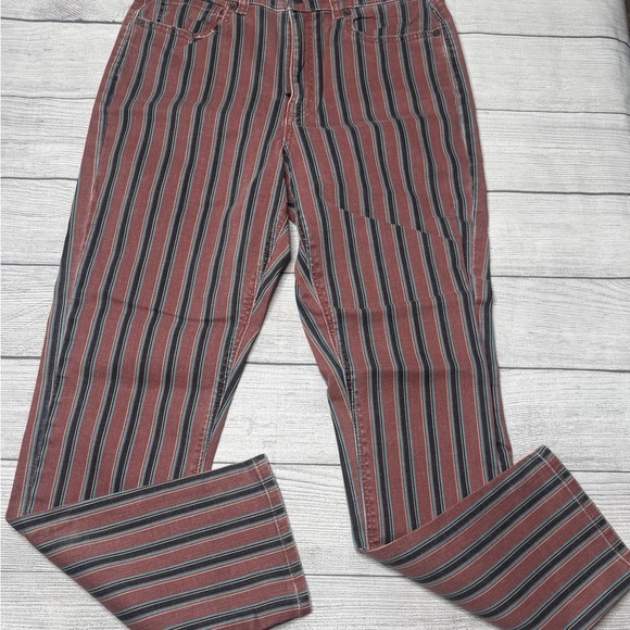 American Eagle Mom‎ Jeans Size 6 Long Striped Mauve Navy Turquoise Peach NWT - Picture 2 of 7